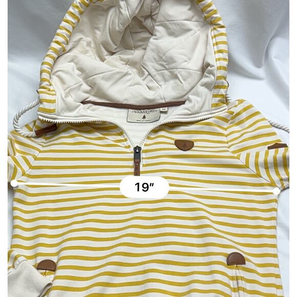 Wanakome Women's Zip Up Hooded Sweatshirt Medium Striped Modal Blend - Picture 9 of 10